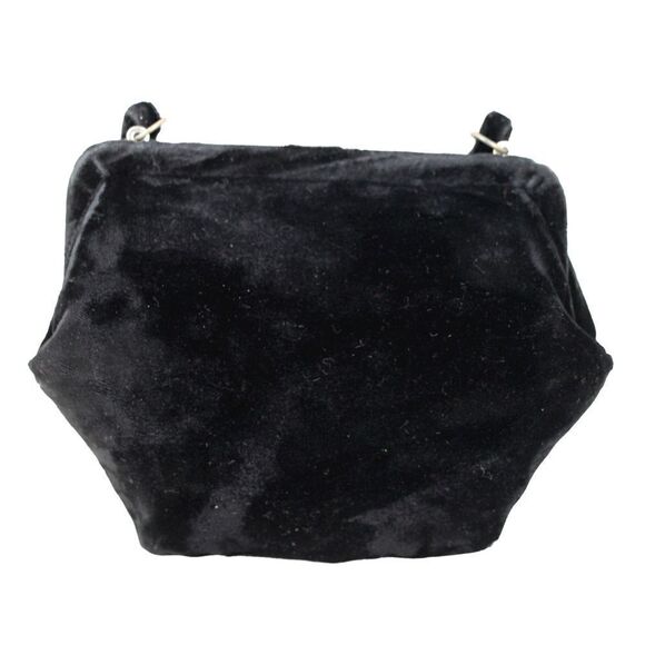 VINTAGE PEGI PARIS BLACK VELVET TOP HANDLE FRAME CLASP SATCHEL HANDBAG PURSE - Picture 4 of 12